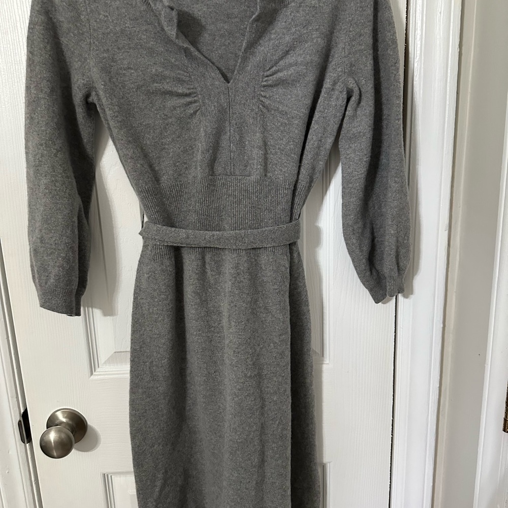 Banana Republic Gray Pleated Tie Front Sweater Dress
